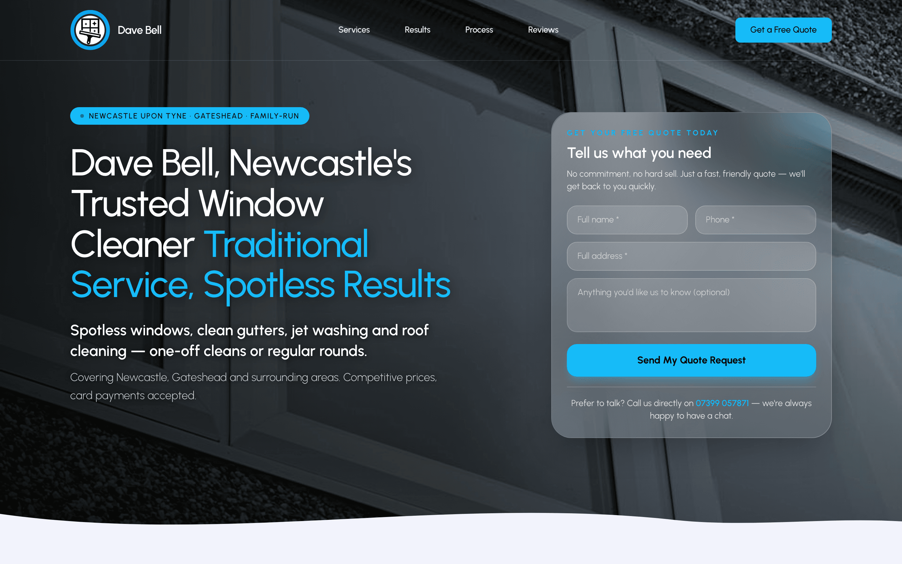 Dave Bell Window Cleaning website screenshot
